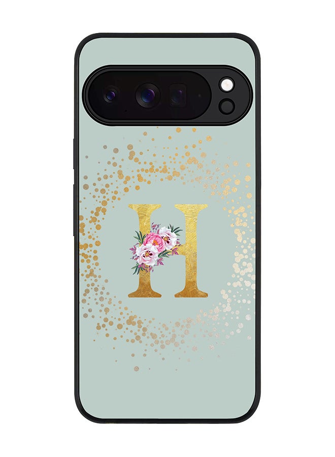For Google Pixel 10 Pro Case,Slim fit Camera Protection, Shockproof Thin Phone cover  - Custom Monogram Floral - H  (Light Grey )
